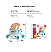 Bruce & Shark 2-in-1 Baby Push Walker & Activity Center - Adjustable & Anti-Tip Design for First Steps