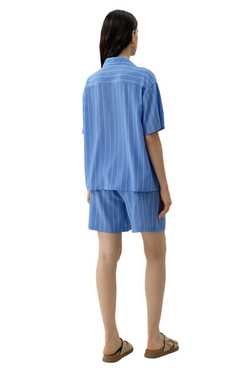 Lilysilk Women's Amalfi Striped Cuban Collar Shirt