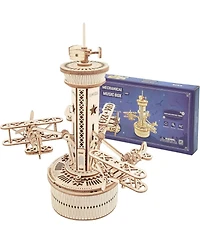 Robotime 3D Wooden Puzzle Mechanical Music Box,Diy Aircraft Model Kits to Build,Best Toy Gift for Teens,Adults on Birthday,Decoration for Room