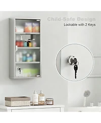 Yigii Lockable 4-Tier Stainless Steel Cabinet with Glass Door for Bathroom