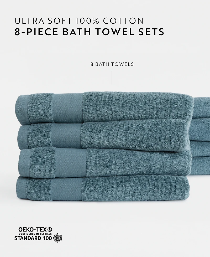 ienjoy Home 8-Pc. Plush Cotton Bath Towel Set, 54" x 30"