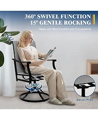 gaomon 4PCS Outdoor Swivel Dining Chairs With Textilene Breathable Back