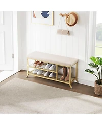 gaomon 2-Tier Metal Mesh Shoe Rack Bench