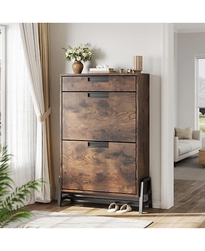 gaomon Vintage Farmhouse Narrow Entryway Shoe Cabinet