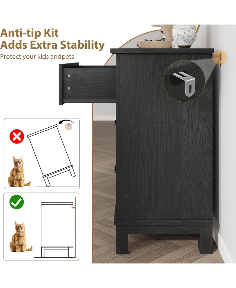 gaomon 6 Drawer Dresser, 47" Wide Wooden Storage Chest