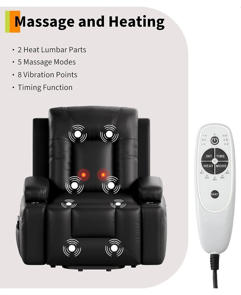 gaomon Oversized Power Lift Recliner Chair, Home Theater Seating with Lumbar Support, Faux Pu Leather Recliner Adjustable Back and Legs Sofa