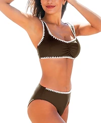 Cupshe Women's Sweetheart Neck Stitching Bikini Sets