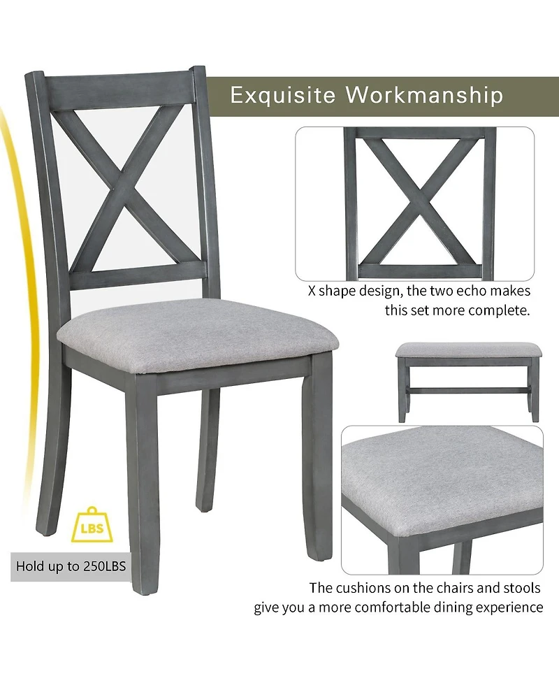 Streamdale Furniture 6-Piece Solid Wood Foldable Dining Set with Bench