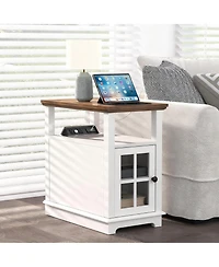 Yigii Adjustable Shelf, Hidden Charging, Multi-Use End Table with storage space