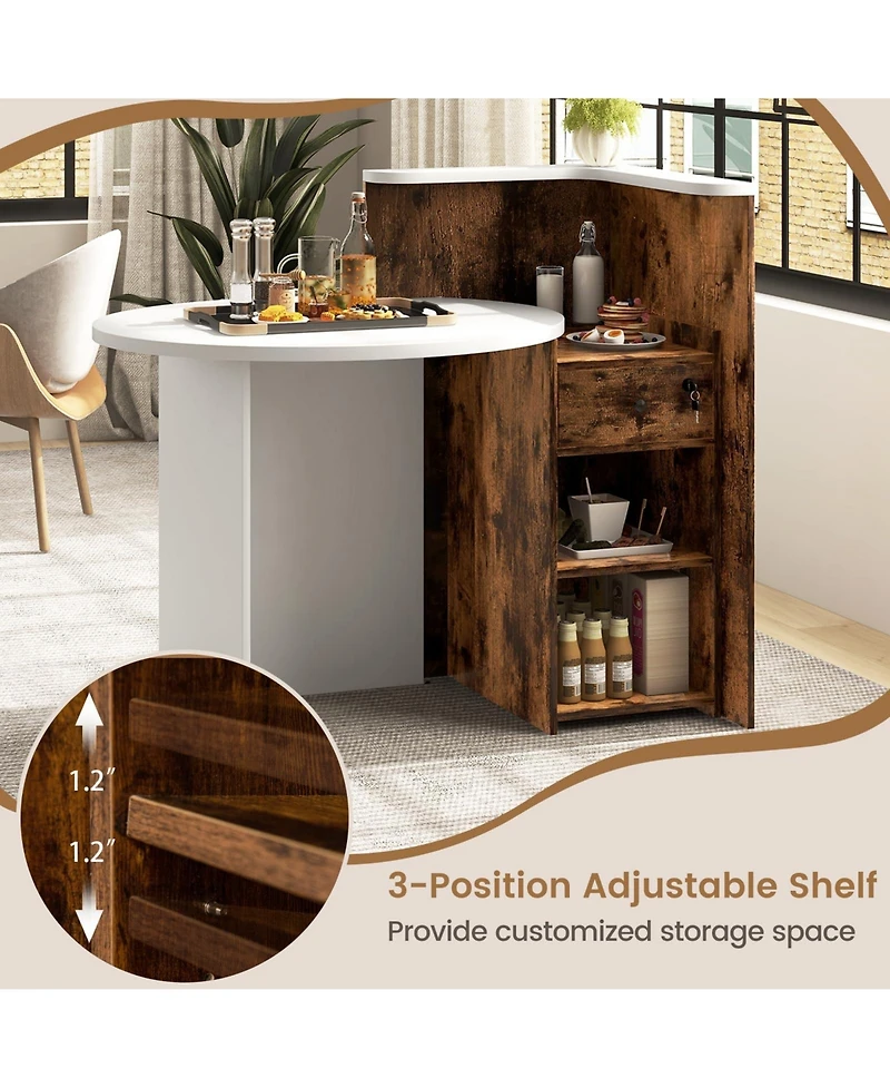 Mecale Front Reception Desk with Open Shelf and Drawer