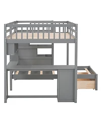 Streamdale Furniture Full Over Twin Bunk Bed with Desk, Drawers and Shelves