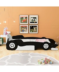 Streamdale Furniture Twin Size Race Car-Shaped Platform Bed with Wheels