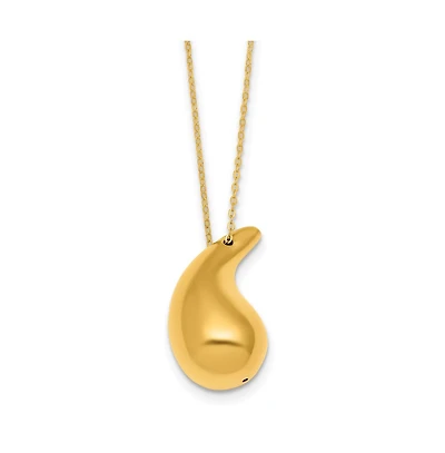 Curata Jewelry Solid 18k Italian 18" Abstract Polished Puffed Teardrop Necklace