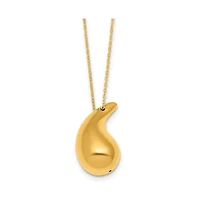 Curata Jewelry Solid 18k Italian 18" Abstract Polished Puffed Teardrop Necklace