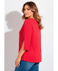 Avenue Women's Plus Audrey Ring Detail Top