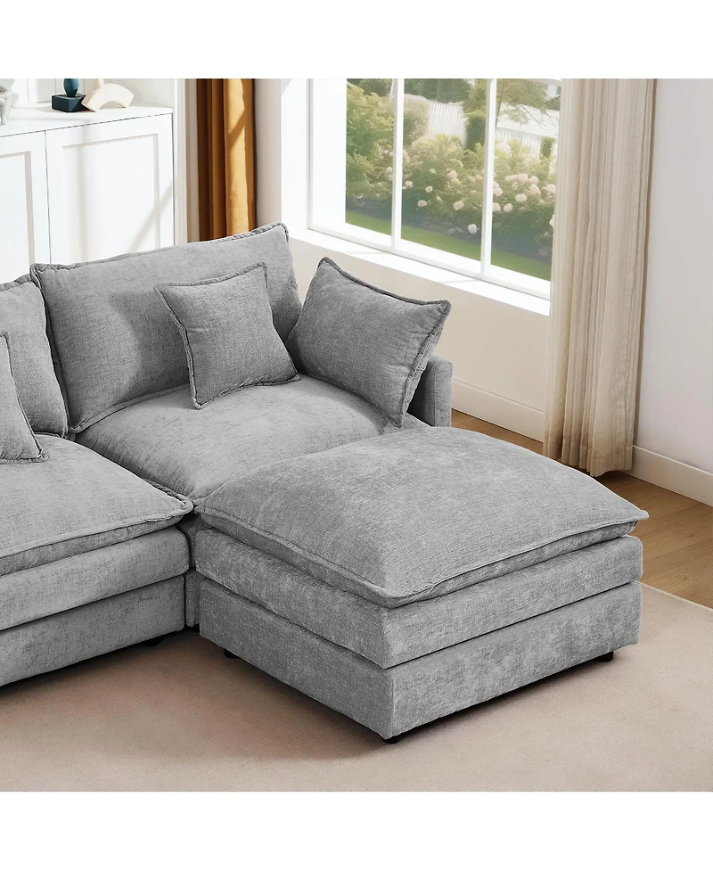 Streamdale Furniture Modular Sectional Sofa, 102" L-Shaped Couch Set, 3-Seater Cloud Couch with Ottoman
