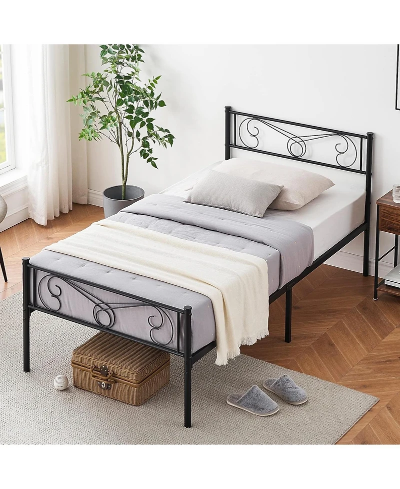 gaomon Twin Bed Frame Platform with Headboard and Footboard Metal Mattress Foundation Storage