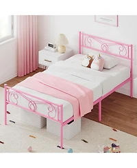 gaomon Twin Bed Frame Platform with Headboard and Footboard Metal Mattress Foundation Storage