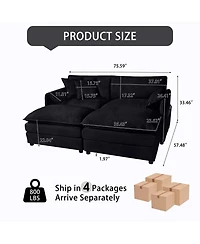 Boyel Living 4 Piece Fabric Deep Seat Modular Sectional Sofa Set
