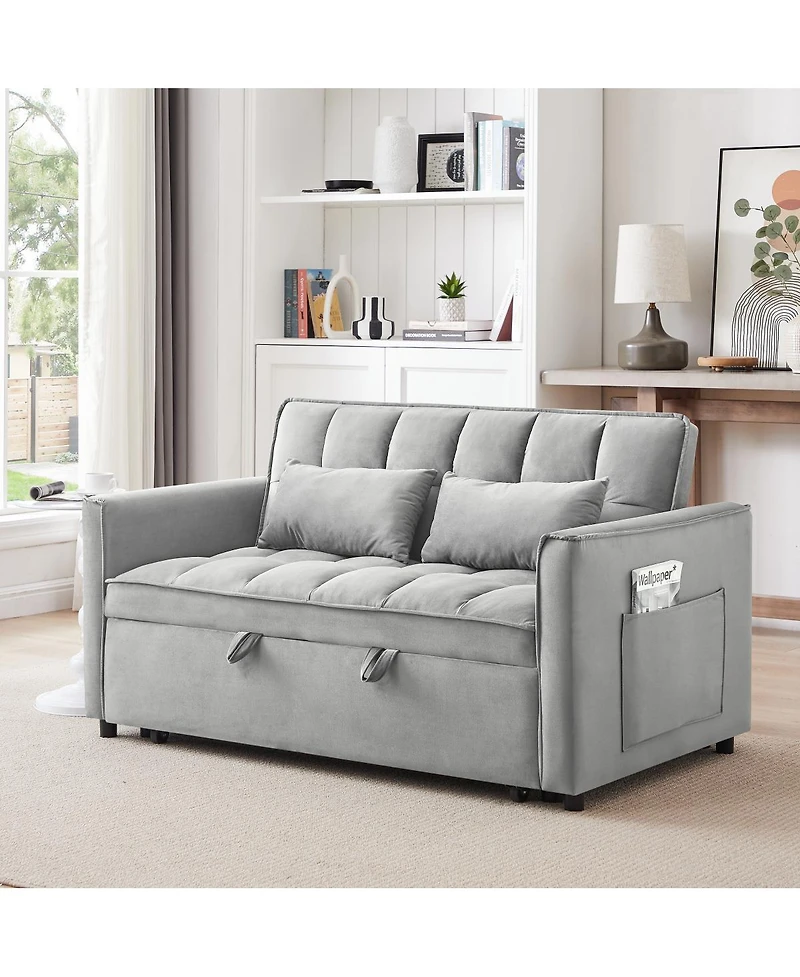 Streamdale Furniture Modern 3-in-1 Convertible Sofa Bed with Storage and Pillow