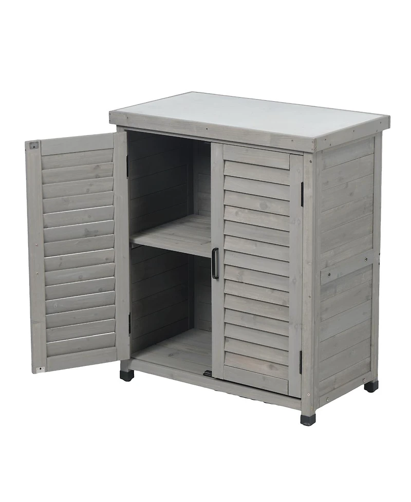 Streamdale Furniture Potting Bench with Storage Cabinet and Metal Table Top