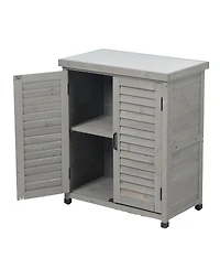 Streamdale Furniture Potting Bench with Storage Cabinet and Metal Table Top
