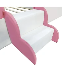 Streamdale Furniture King Size Upholstered Daybed Frame with Fence and Stairs