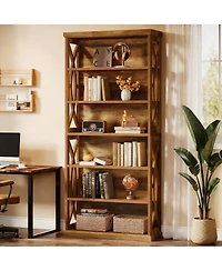 Yigii 6-Tier Rustic Bookshelf for Home Office