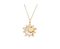 Little Sky Stone Eclipse Charm Mop Pendant Necklace in 14k Gold Finish