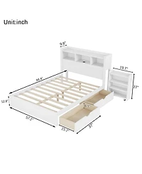 Streamdale Furniture Full Size Wood Bed with Drawers, Storage Headboard & Cabinet