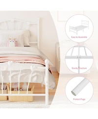 gaomon Bed Frame, Heart Shaped Metal Bed Frame with Headboard and Footboard, Platform Bed Frame with Sturdy Slat Support, Underbed Storage Space