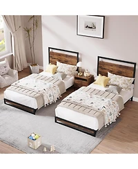 gaomon Bed Frame with Wood Headboard and Footboard, with Under Bed Storage, 6 Inch High, No Box Spring Needed, Easy Assembly