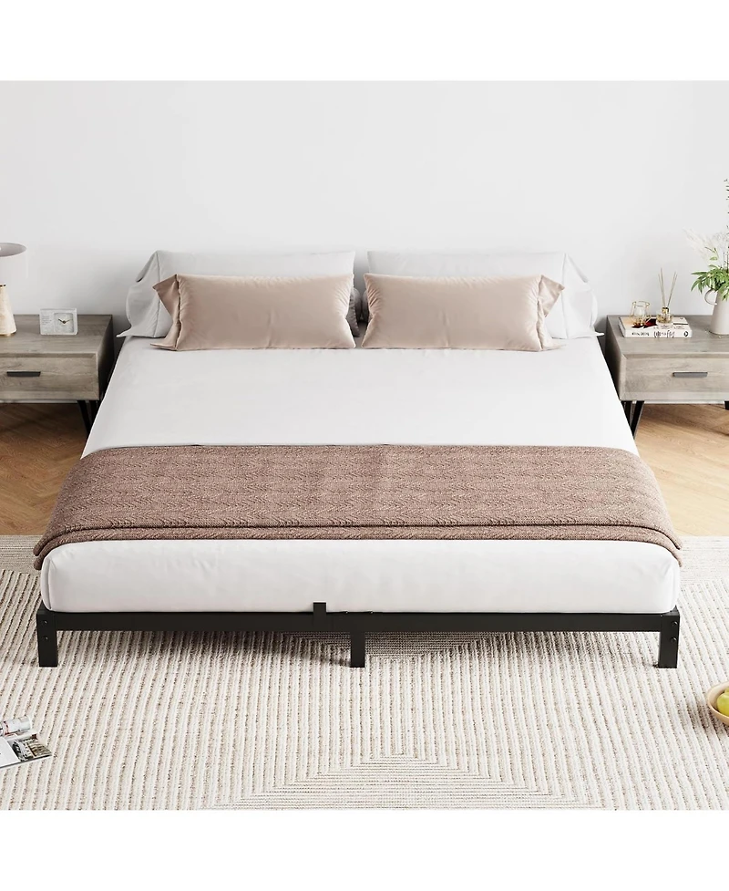 gaomon 8 in Full Bed Frame No Box Spring Needed, Low Heavy Duty Metal Platform Bed Frame with Sturdy Metal Slats for Mattress Foundation, Noise Free