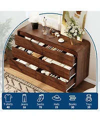 Gaomon 6-Drawer Dresser, 47 Wide Modern Wooden Storage Chest for Living Room, Hallway