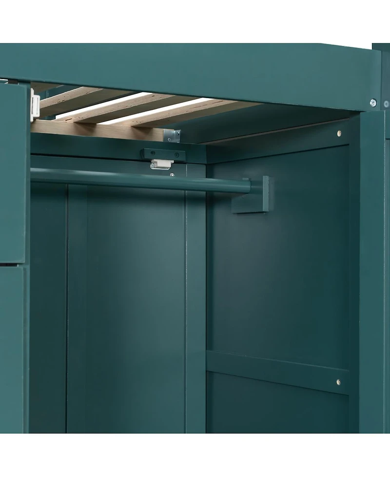 Streamdale Furniture Full Size Bunk Bed with 2 Large & 5 Small Drawers, Wardrobe