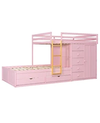 Streamdale Furniture Full Size Bunk Bed with 2 Large & 5 Small Drawers, Wood & Mdf
