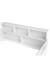 Streamdale Furniture Wooden Floor Bed With Fence Guardrail & Side Storage