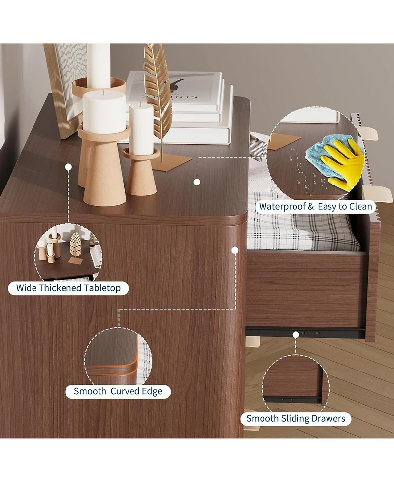 gaomon 2PCS Fluted Nightstand, Modern 3 Drawer Bedside Table with Faux Marble Top, End Table for Bedroom Living Room