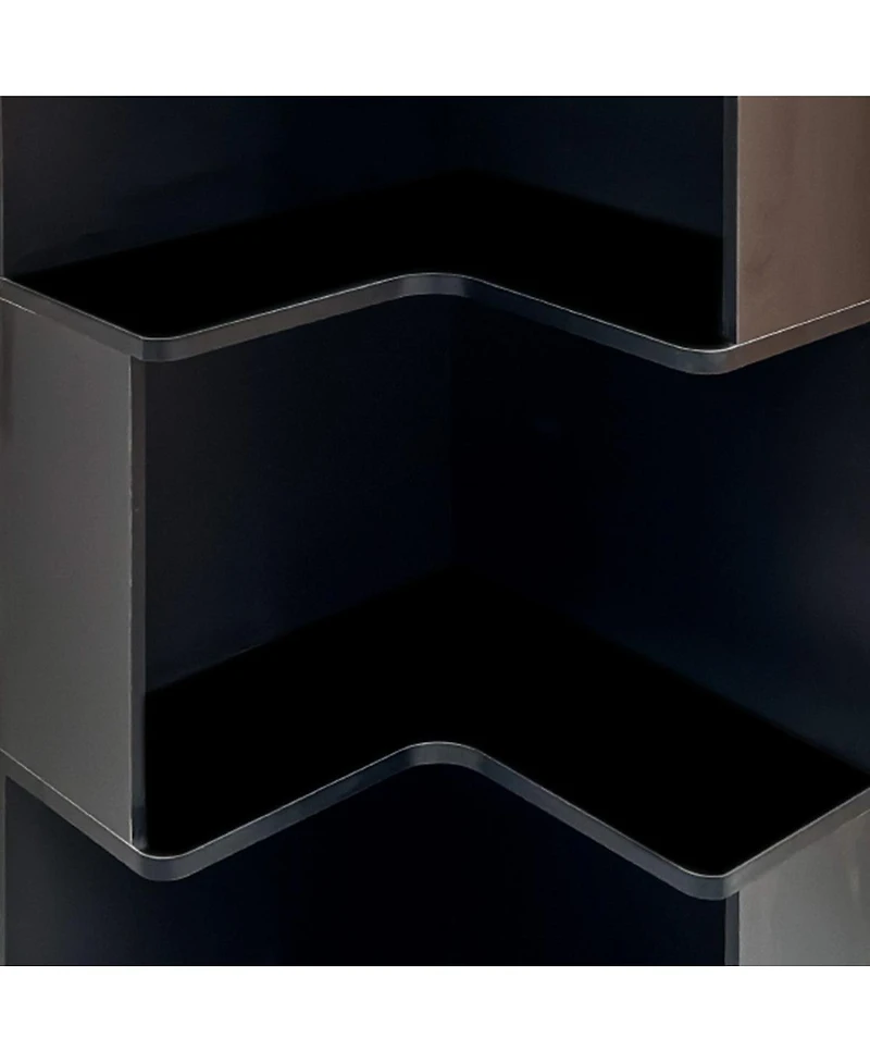 Streamdale Furniture Corner Book Shelf - 5 Tier L Shaped Display Shelf Stand with Led Lights