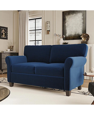 Streamdale Furniture 57" Modern Corduroy 2-Seater Sofa with Removable Cushions & Padded Armrests