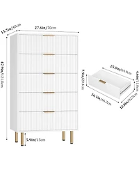 gaomon 5 Drawer Dresser,Fluted Dresser for Bedroom,47.9" Tall Dressers Chest of Drawers, Wood Tall Dressers with Metal Handle for Closet