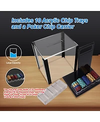 Gse Games & Sports Expert 1,000pcs Poker Chip Cases, Casino Grade Acrylic Poker Chips Carrier with 10 Poker Chip Trays