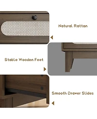 gaomon 6 Rattan Drawer Dresser, with Usb Ports and Outlets, 6 Chests of Drawers Storage for Bedroom, Living Room,Hallway,Bedside,Dining Room,Corridor