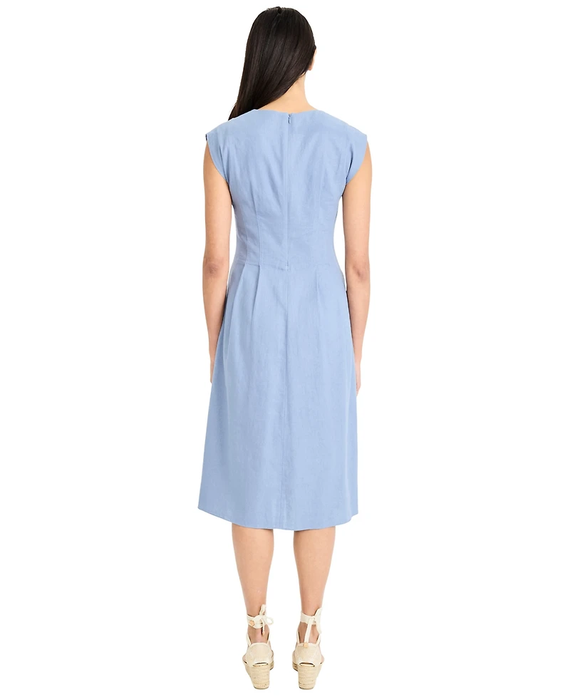 Maggy London Women's V-Neck Flare Midi Dress