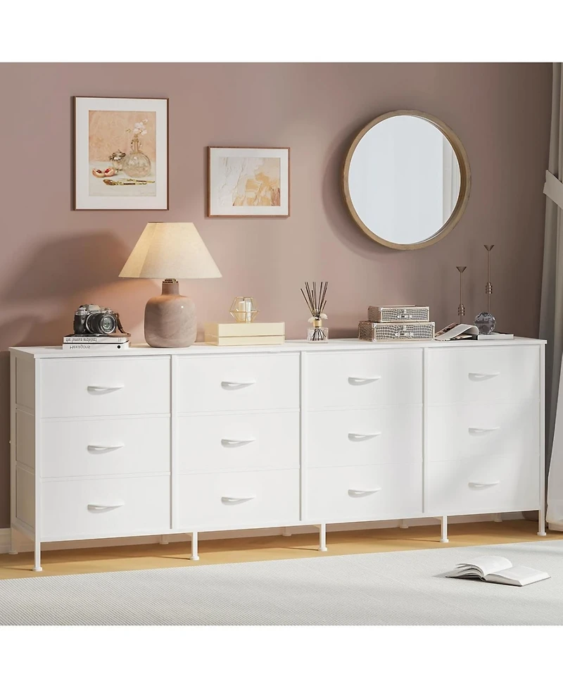 gaomon 70 Inch Dresser for Bedroom, Tv Stand, Wide Chest of Drawer with Storage, Charging Station