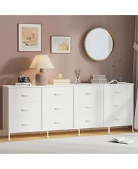 gaomon 70 Inch Dresser for Bedroom, Tv Stand, Wide Chest of Drawer with Storage, Charging Station