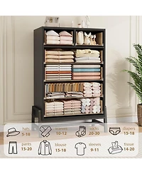 gaomon 4+2 Dresser for Bedroom, 46.6 in Tall Dresser, Tall Drawer with Storage Freestanding, Wooden Closet Storage Chest for Living Room