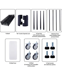 Rainsken 6-Tier Metal Wire Shelving Unit, Heavy Duty Adjustable Storage Rack with Wheels, Shelf Liners