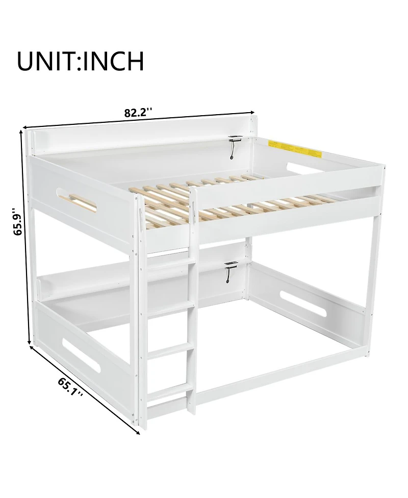Streamdale Furniture Queen Over Bunk Bed with Storage Shelves and Usb Ports