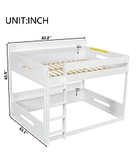 Streamdale Furniture Queen Over Bunk Bed with Storage Shelves and Usb Ports